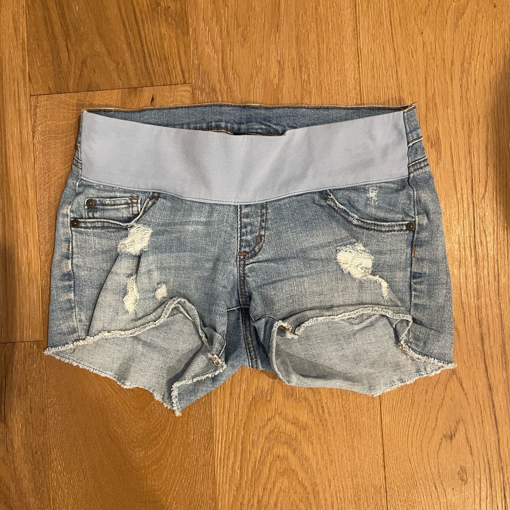 Denim maternity shorts